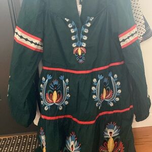 Anthropologie Green tunic dress size large